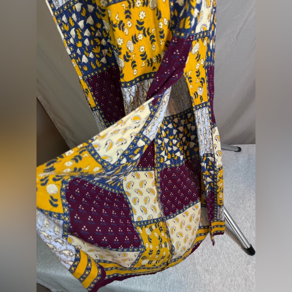 Earthbound Boho Patchwork Tie-Back Split Hem Jump… - image 3